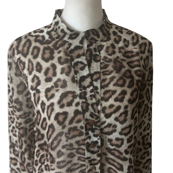 W by Worth Cheetah Animal Print V-Neck Tunic Blouse Womens Size Small - Picture 6 of 7